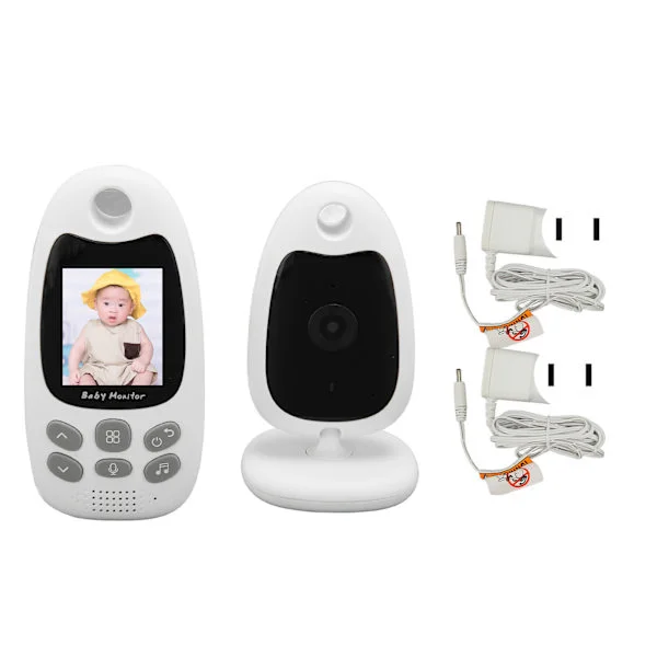 Video Babyalarm 2 Tommer Skærm Tovejsopkald Nattesyn Vuggevise 1000ft Babyalarm med Kamera og Lyd 100‐240V US Stik