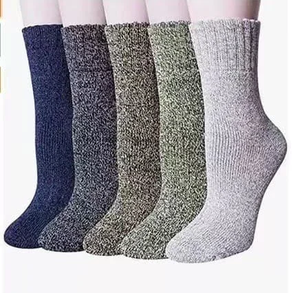 5-pack stickade strumpor vinterpresent varma ullstrumpor tjocka strumpor - dubbeltrådigt för män