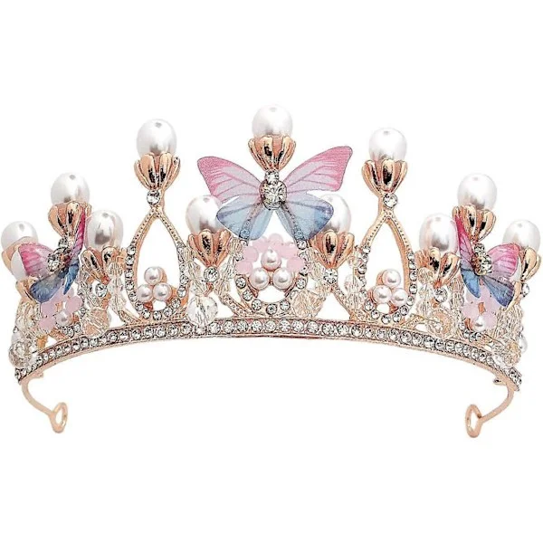 Krystal Sommerfugl Krone Hårbøjle Prinsesse Krone Hårbøjle Brude Hårpynt