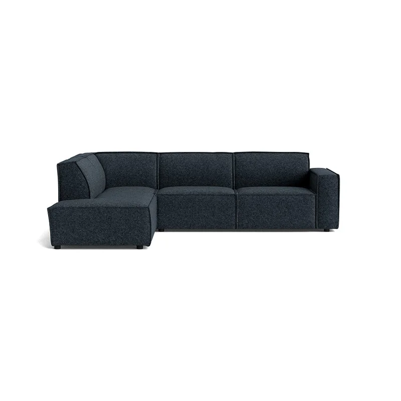 Lyon Ecksofa, links in Modesto Dunkelblau, modernes Design für fantastischen Stil im Wohnzimmer, komfortable Polsterung, Größe 80cm breit.