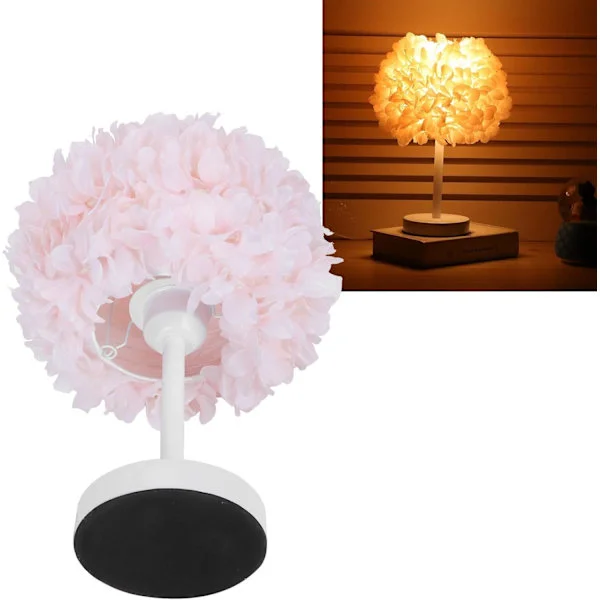 Bordlampe, blomsterbordlampe, nattbord, bordplate, nattbord dekorative materialer: lys rosa,