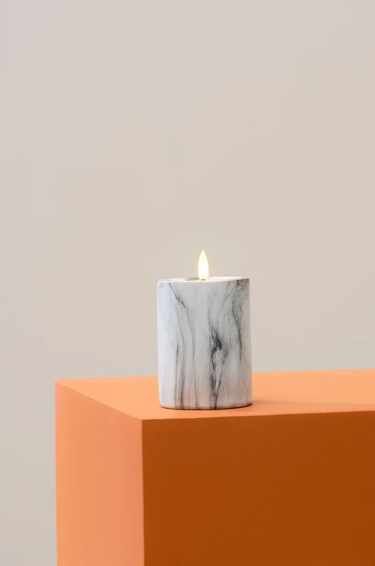 Star Trading - FLAMME MARBLE pöytäkynttilä LED, 12,5 cm - Harmaa - Pöytävalaisimet - - Homeroom