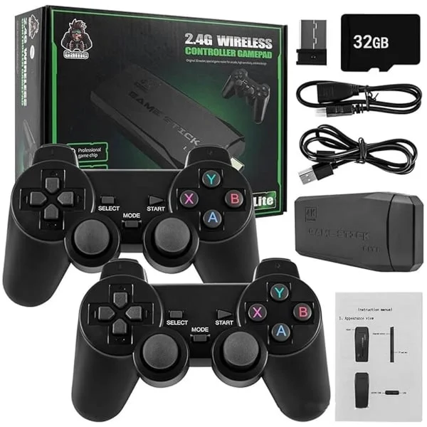 2024 Ny Retro 10000+ 4k HDMI TV Videospel Stick Retro Spelkonsol med 2 Trådlösa Kontroller 4k Spel Stick