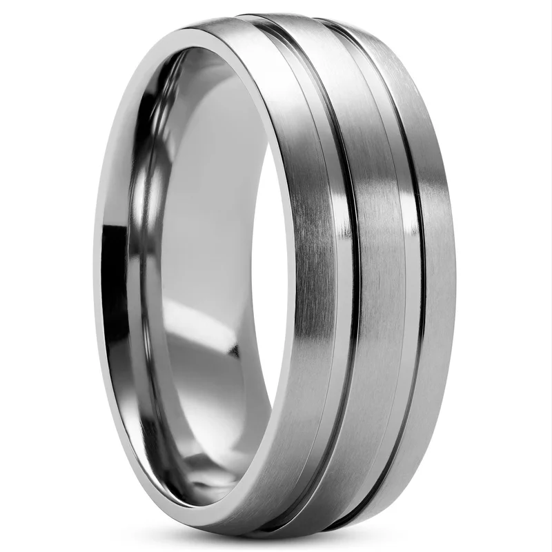 Anillo de titanio plateado Aesop Reed para hombres - Anillos de titanio