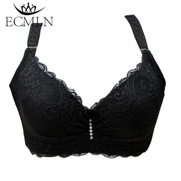 80-105 C/D Dam BH Plus Stora Storlekar Super Push Up Bralette Spetsunderkläder Sexiga Underkläder Bygel Svart Svart