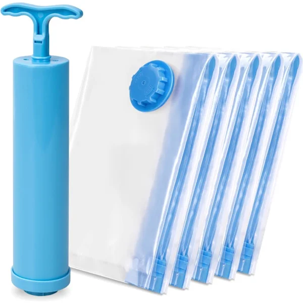 Vacuum Storage Bags 70 x 50 cm - Reusable Clothes Storage Bags Double Zipper Storage Bags with Pump - 4-Pack