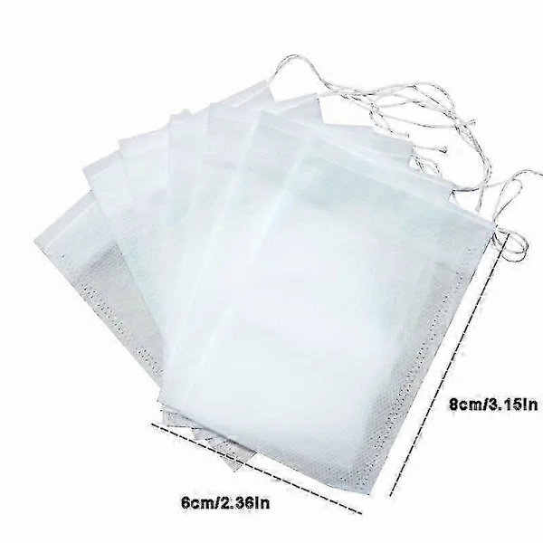 200 st Kryddpåsar för matlagning, soppåsar, återanvändbara soppåsar med dragsko, transparenta nonwoven engångs tepåsar för kryddteinfusion, Spi (LGL)