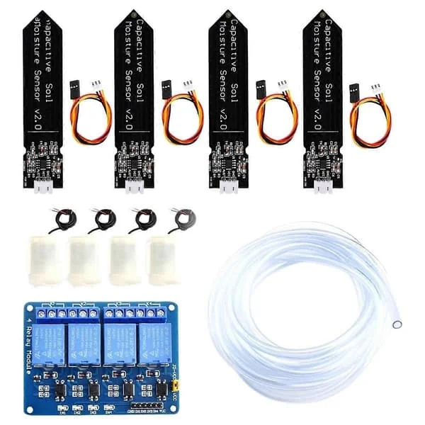 Automatiskt Bevattningssystem Kit DIY Självbevattning Trädgård Växthus Blomma Vattenpump Jordfuktighetssensor Relämodul