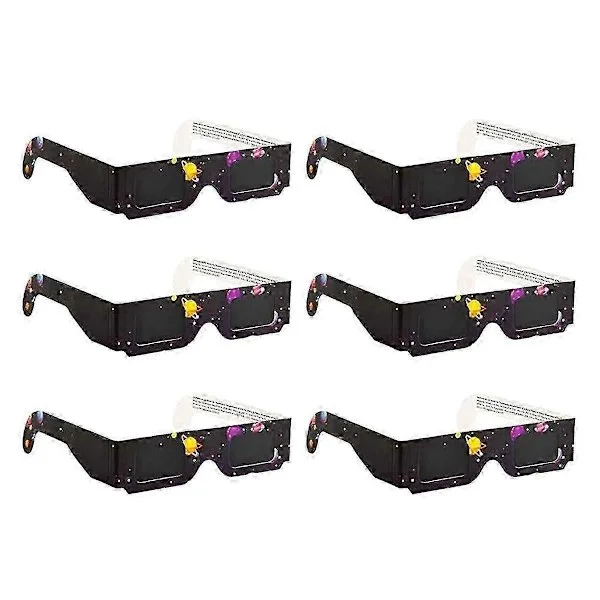 6-pack Pappers Solförmörkelse Glasögon Eclipse Shade för Direkt Solvisning Säkra Glasögon för Direkt Sol V