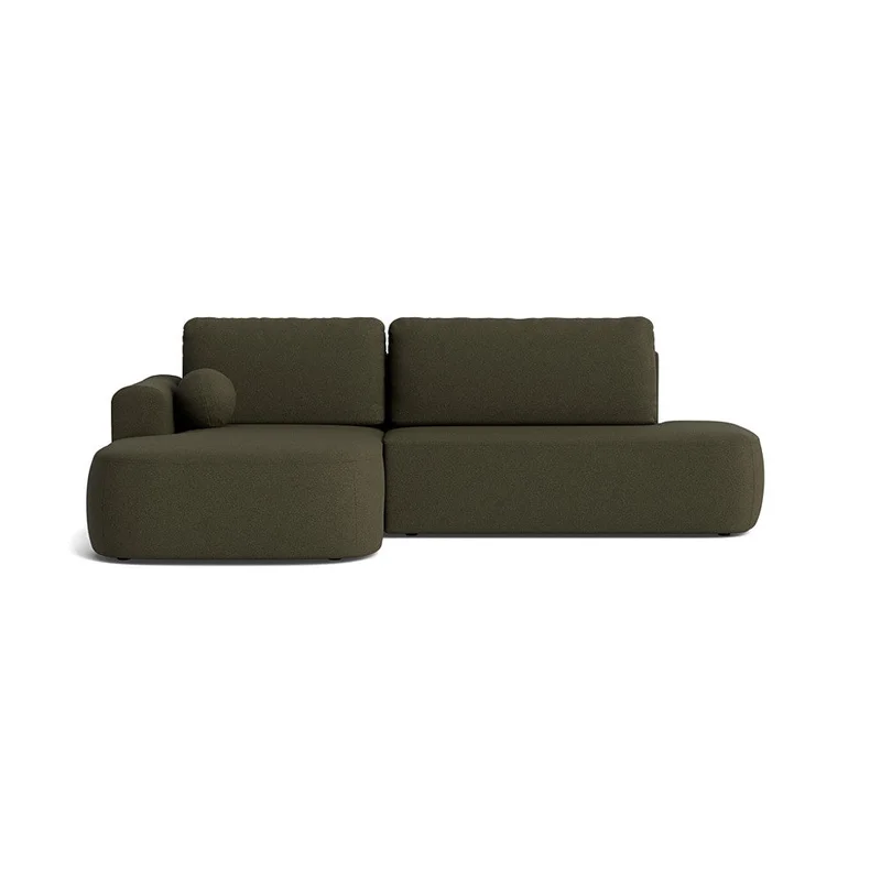 Monza Chaiselong Sovesofa, Venstrevendt med Opbevaring - Loop Grøn - 286x175x90cm, Sovemål 215x140cm - Praktisk sovesofa