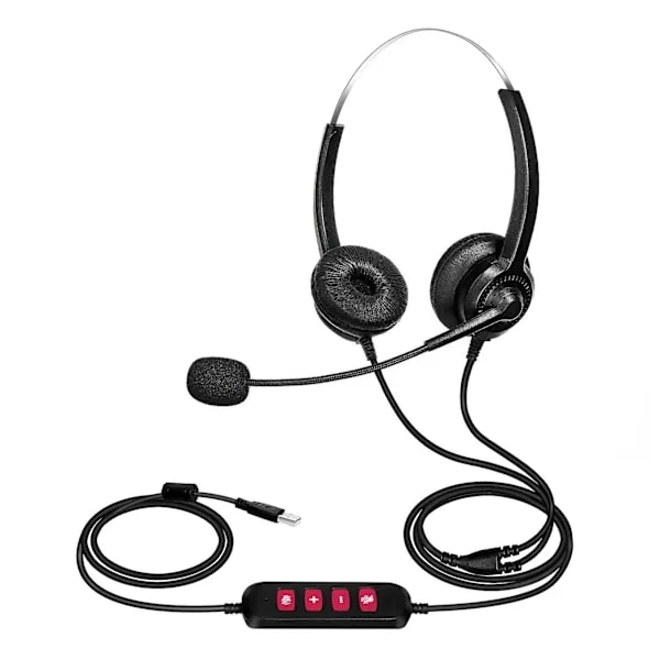 300D Phone Headset Lossless Noise Reduction Breathable USB Binaural MIC Long Cable Call Center Headphones for Truck Driver Office