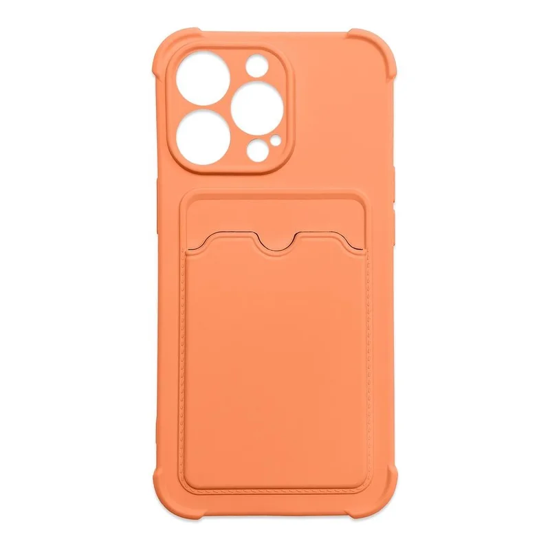 Kort Armor Etui Veske Deksel for iPhone 12 Pro Kort Lommebok Silikon Air Bag Armor Etui Oransje