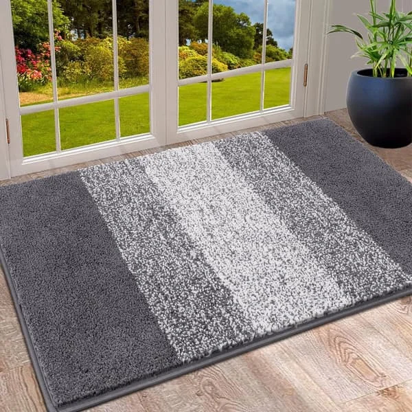 Indendørs dørmåtter, maskinvaskbare bløde dørmåtter, smudsfangende dørmåtte, superabsorberende entrémåtte (50 x 80 cm, grå)