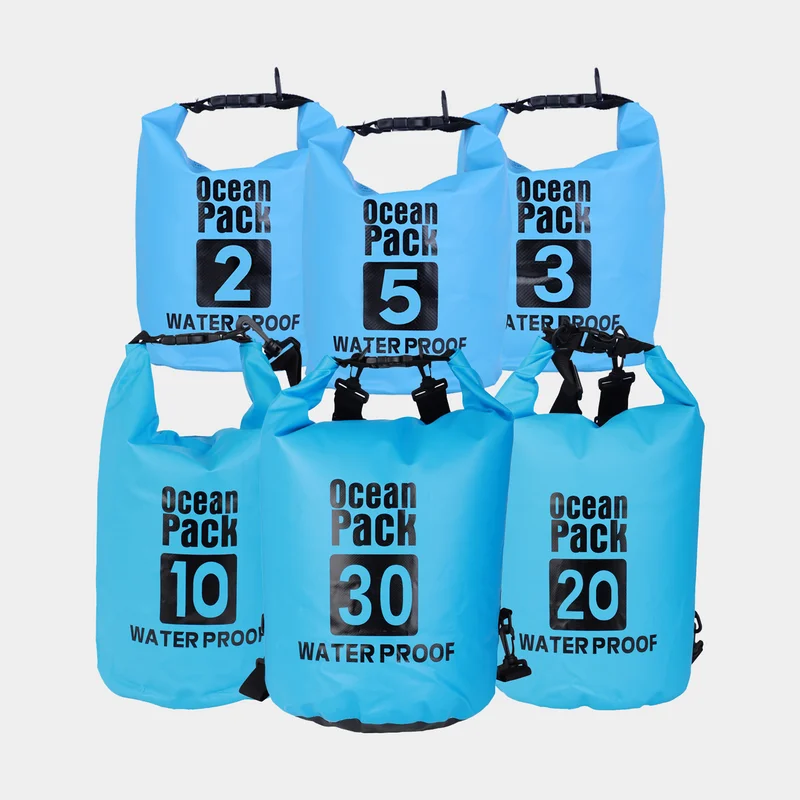 Drybag set / duffel bags Ocean Pack, 500D, 2/3/5/10/20/30 liter, blue, 6-pack