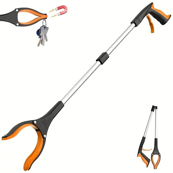 Søppelplukker, KY-Tech 81 cm søppelplukker for voksne, sammenleggbar plukker med magnet, hjelpende hånd for funksjonshemmede oransje