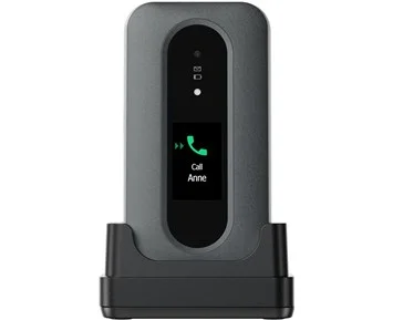 Doro Leva L31 - GRAPHITE/WHITE - Vikbar telefon med yttre skärm och laddningsstation