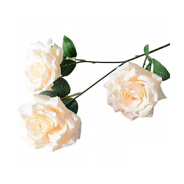 Kunstig roseblomst Realistisk falsk langstilket rosebukett med 3 hoder blomster for bryllupsmidtpunkter Hjemmefestdekor