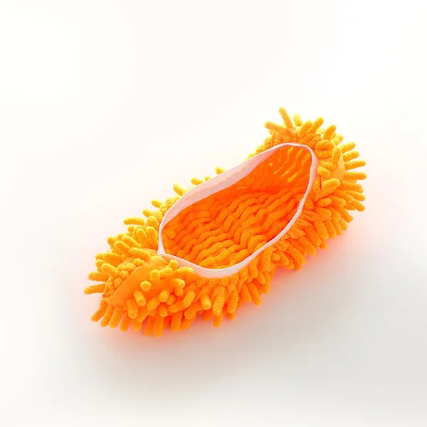 Orange Slippers Mop, 2 par återanvändbara skoskydd, multifunktionell mikrofiber dammsugare skor tofflor rengöring tofflor mopp för hem golv fönster