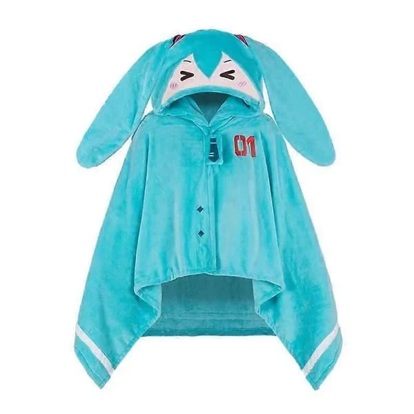 Kawaii Hatsune Itabag Multifunksjonelt Hette Air Condition Teppe Mykt og Varmt Siesta Sjal Miku Flanell Kappe Jentegave