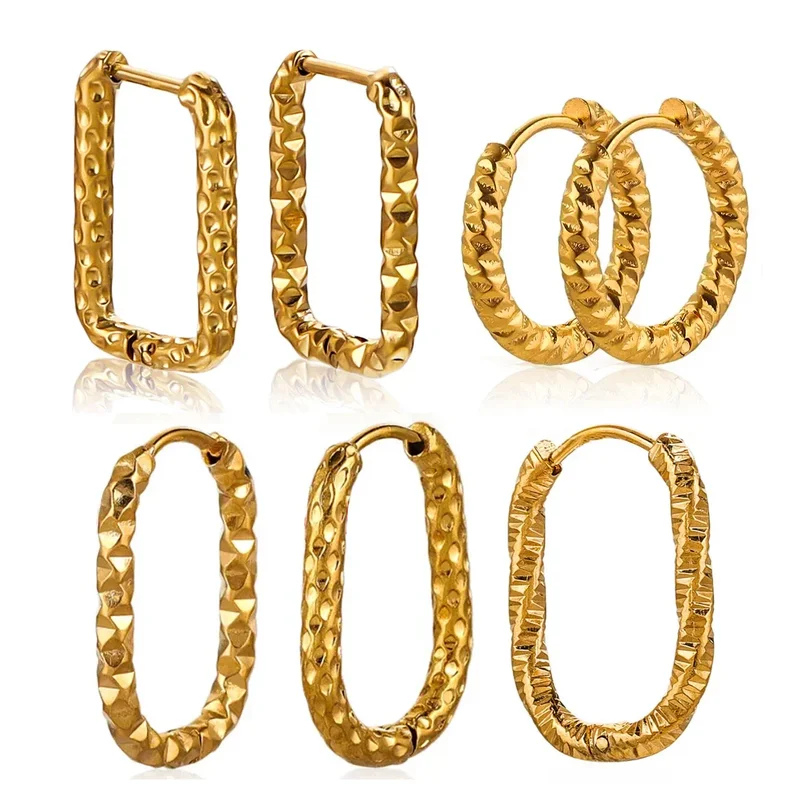 AliExpress - 6 Stück Edelstahl rechteckige strukturierte Ohrringe Ohrring Haken Beschläge 18K PVD vergoldet DIY Schmuck Teile Ohrringe