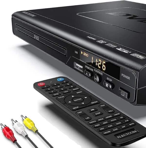 【DT】DVD-afspiller til TV, Blu-ray DVD-afspiller med fjernbetjening, HDMI-kabel (inkluderer rengøringsklud) Wigslar
