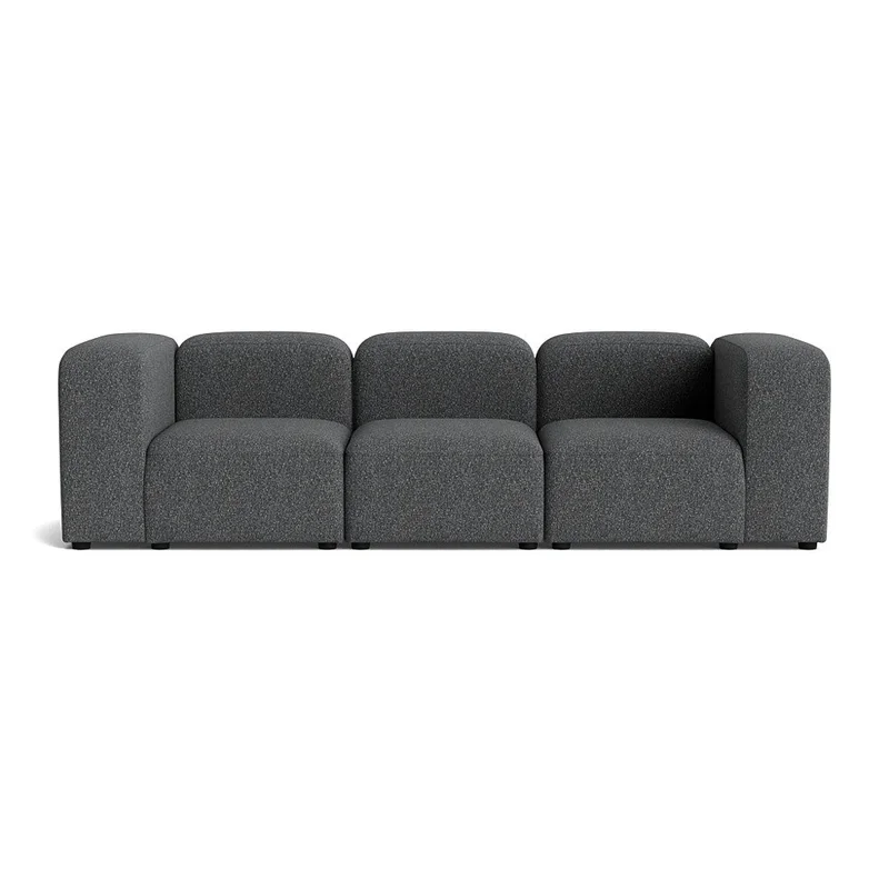Milo 3-Sitzer-Sofa im modernen Design, Farbe Puente Grau/Blau, meliertes Muster, komfortable Polsterung, Höhe 72cm, elegantes Sitzmöbel
