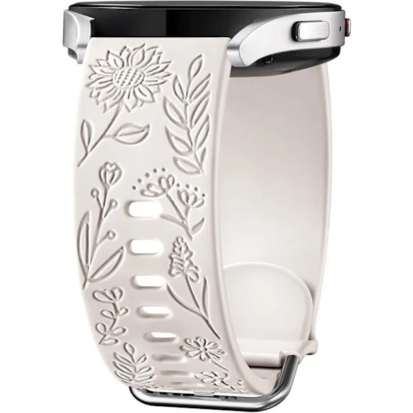 Solsikke Gravert Armbånd Kompatibelt med Samsung Galaxy Watch 7 6 5 4 40mm 44mm Kvinner, 20mm Myk Silikonrem for Galaxy Watch Starlight Starlight