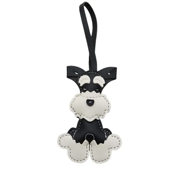 Söt Schnauzer PU Läder Nyckelring, Handgjord Hundväska Berlock, Mode Handväska Hänge, Mini Djur Nyckelring Dekoration, Söt Present till