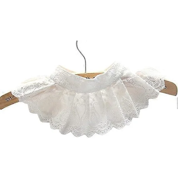 Uformell Blonde Dekorativ Plissert Sprett Falsk Krage Choker Bluse Krage, Hvit
