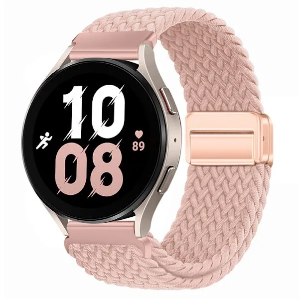 Elastiskt Justerbart Nylon 20mm Smart Klockarmband Ersättning för Samsung Galaxy Watch 3/4/4 Classic/Active/Active 2/Gear Sport Rosa