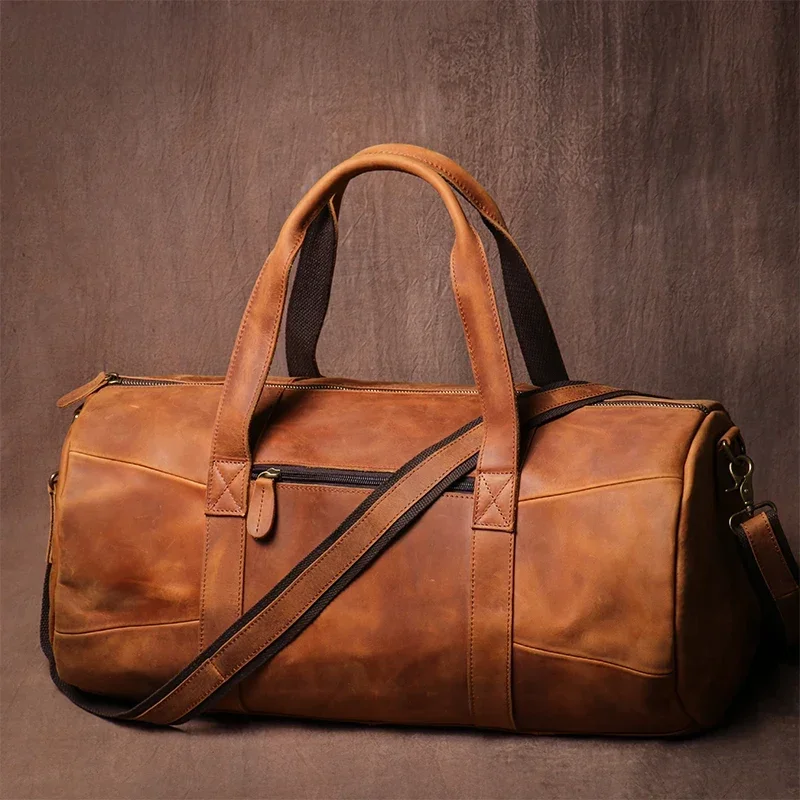 AliExpress - LUOKIR-Sac de voyage en cuir véritable pour homme, sac à main décontracté, sac de sport de week-end, sac à bagages initié, cuir de 