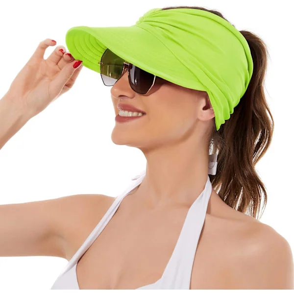 Women's Sun Hats UV Protection Sun Visor Wide Brim Summer Hats with Ponytail