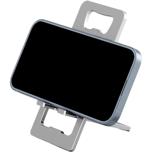 1 st mobiltelefonhållare. Justerbart hopfällbart smartphone-stativ i aluminium, tillbehör kompatibelt med iPhone 16 13 Pro Max Samsung S24 S23 - Grå