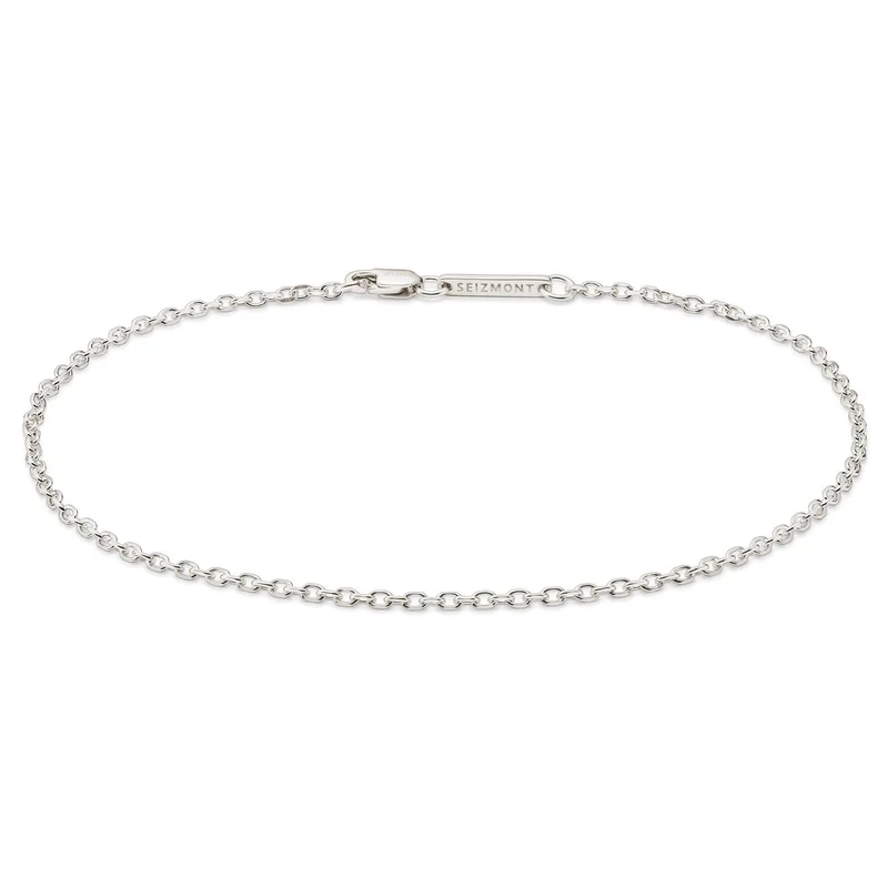 Argentia | Uncoated Raw 925 Sterling Silver 2 mm Cable Chain Bracelet for Men - Steel bracelets