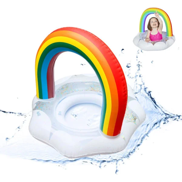 Baby Svømme Ring, Oppblåsbar Regnbue Glitter Svømme Ring Baby Svømme Ring Glitrende Svømme Ring, for Bassengfest Baby Svømme Ring