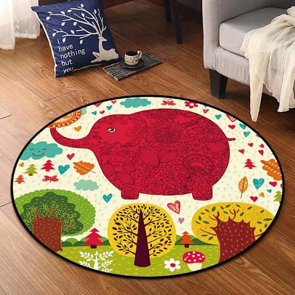 Children's Round Carpet Print Living Room Bedroom Floor Mats, Hanging Baskets, Computer Chair Cushions (style shipped randomly)