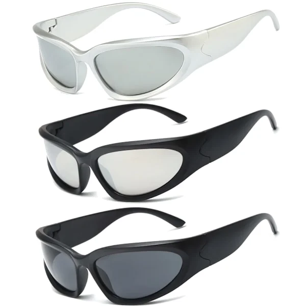 3 Par Wraparound Solbriller - Unisex Sports Køre Solbriller Futuristisk Mode Retro Solbriller UV400 Farve