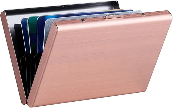 Rose Gold - Credit Card Holder, Credit Card Holder, Bank Card Holder, Metal Business Card Holder, Business Card Holder, Wallet, 6 Slots, (1 pc)