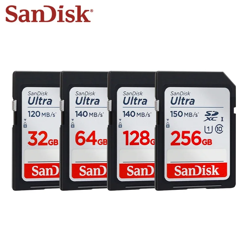 AliExpress - Cartes mémoire SanDisk Ultra SDHC SDXC UHS-I C10 U1 32GB 64GB 128GB 256GB vitesse de lecture jusqu'à 150 mo/s étanche pour caméra vidéo 