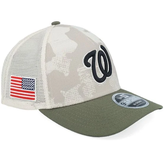 New Era - MLB Camo trucker Lippis - Washington Nationals MLB Armed Forces Day 9FORTY Mc Stone/Olive A-frame Trucker @ Hatstore