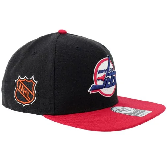 47 Brand - NHL Svart snapback Caps - Hatstore Exclusive x Winnipeg Jets Sure Shot Two Tone Captain Black/Red Snapback @ Hatstore