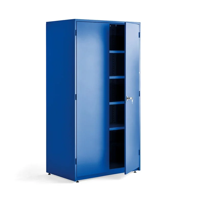 Oppbevaringsskap SUPPLY, 1900x1020x635 mm, blått stålskap med 5 hyller - AJ Produkter