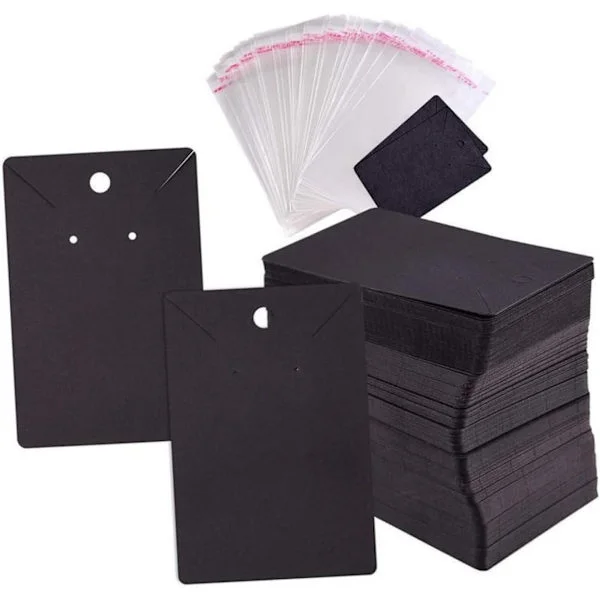 Earring Display Cards 100pcs/bag Earring Necklace Cardboard Jewelry Display Holder Vintage Kraft Paper