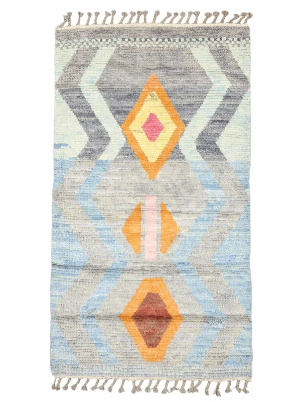 93X170 Tapis Berbère Style Moderne Gris/Vert (Laine, ) Carpetvista