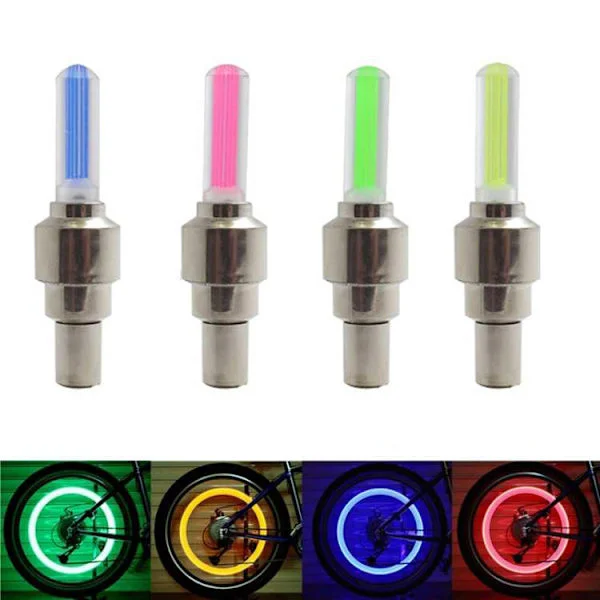 4 stk. cykel LED hjul lys ventil lampe ventilkerne lys