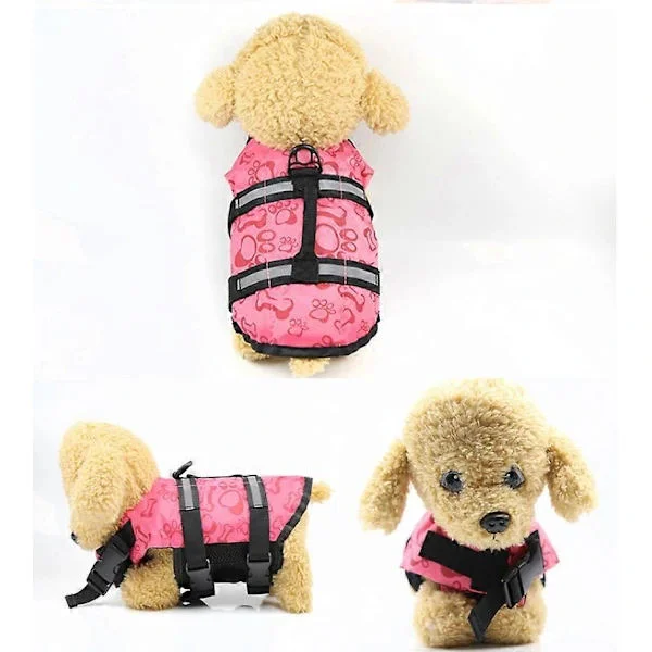 Sommar hund flytväst jacka reflex husdjurskläder valp badkläder hund flytväst säkerhetsbaddräkt hundtillbehör L rosa rosa L