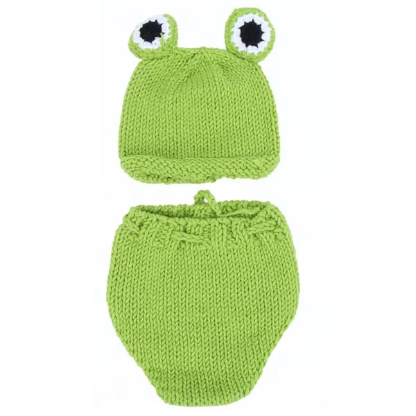 Nyfødt Baby Hue Bukser Foto Fotografering Rekvisit Huer Sæt til 0‐6 Måneder Gammel Baby Grøn