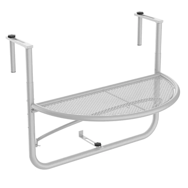 Aurinkoinen Parveke Riippupöytä Riippupöytä Puutarhapöytä Korkeussäädettävä Puoliympyrän Muotoinen Ø30 Cm Terassi Metalli Valkoinen L60 X L45 X K50 Cm