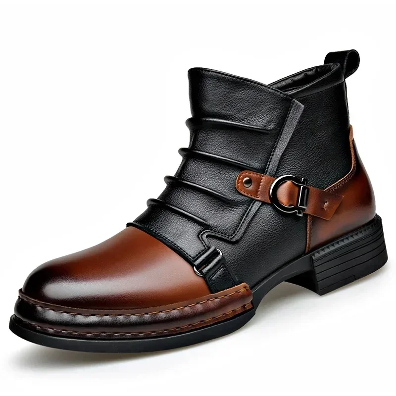 AliExpress - Automne hiver rétro bottines pour hommes mode décontracté taille fermeture éclair moto bottes homme nouveau concepteur chaud plate-forme 