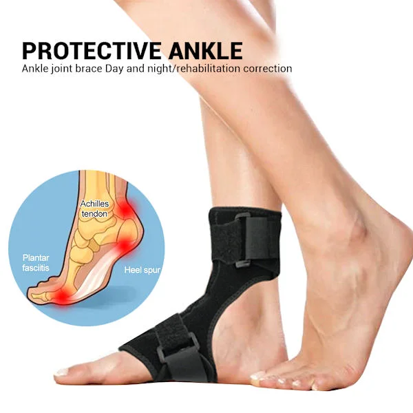 Justerbar Plantar Fasciitis Nattstøtte Skinne Støtte Passer for Høyre Venstre Fot Buestøtte Ankel Nattstøtte